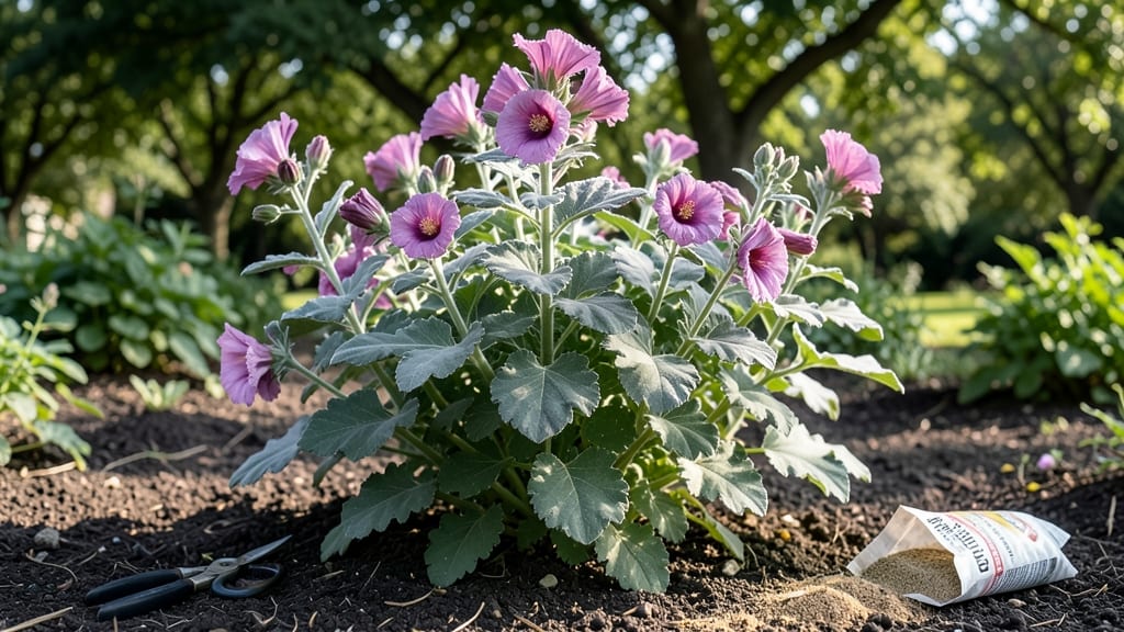 Lavatera Barnsley Tree Mallow: Pruning Guide for Year-Round Rosy Blooms